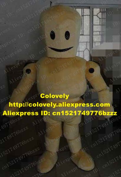 Кукольный костюм талисмана умный желтый деревянный человек талисман костюм талисмана талисмана марионетка кукольный кукольный кукол с большим черным ртом улыбается лицо № 3777