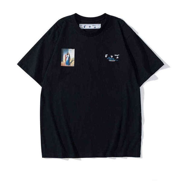 

chao brand ow summer new off seri oil painting religious digital direct spray round neck short sleeve t-shirtsy3f, White;black