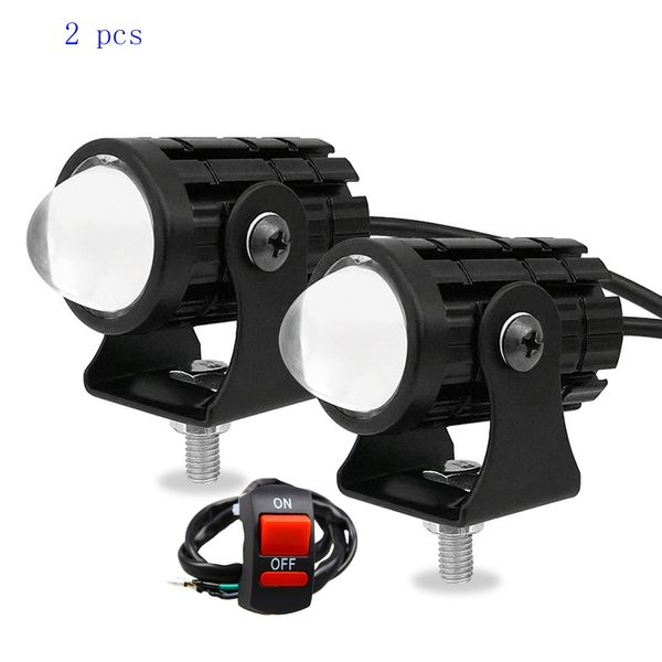 Motosiklet Spot Projektör Lens Çift Renk Mini LED Far Sarı Beyaz Sürüş Lambası Evrensel Kamyonlar SUV ATV Arabalar Için Araba