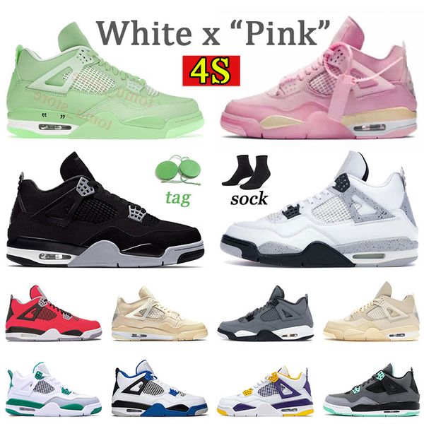 

men women 4 4s basketball shoes 2022 new bred black cat canvas offs nois white x union analyzes desert moss grass pink sneaker mens womens d