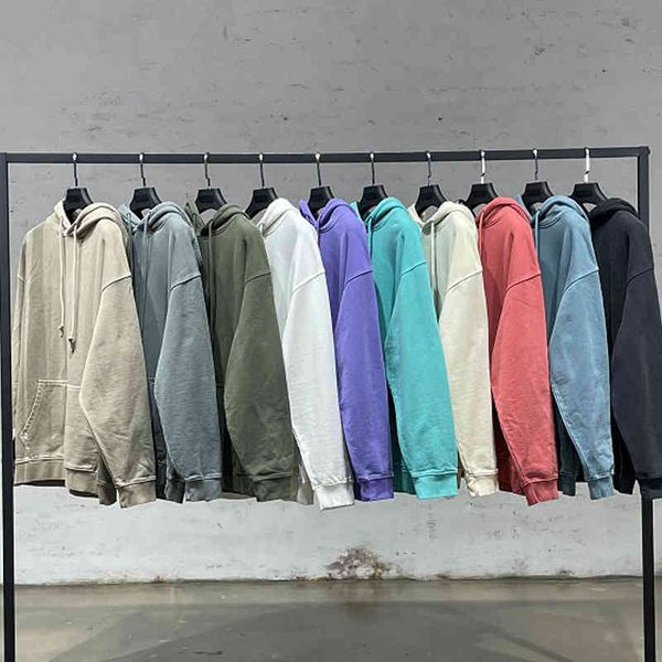 

men's hoodies & sweatshirts autumn and winter oversize loose solid color drawstring hoodie men's women's washing old terry sw, Black