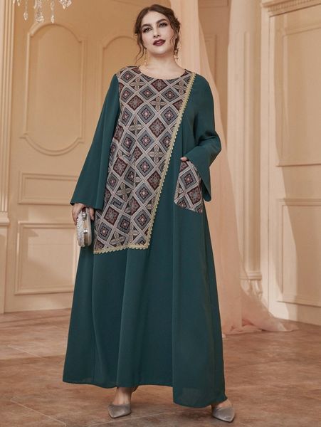 

plus random floral print flounce sleeve maxi dress 64mv#, Black