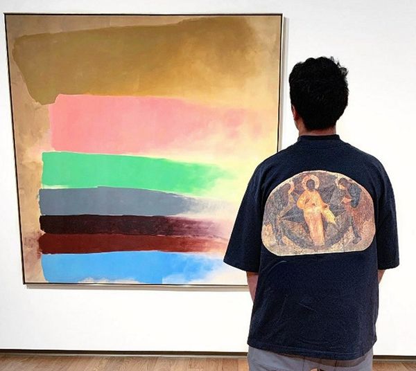 T-shirt da uomo T-shirt in cotone girocollo moda T-shirt stampate con pittura murale vintage