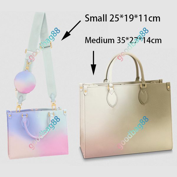 

designers tote woman bag gradient colors pm mm handbag long shoulder straps variety of comfortable carrying styles commute or vacation bag m