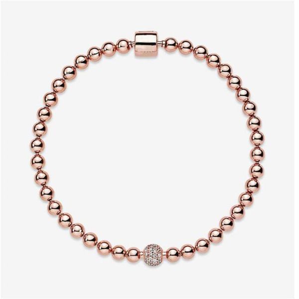 

s beautiful women's beads pave 18k rose bracelet summer jewelry for pandora 925 sterling silver hand chain beaded bra285l, Golden;silver