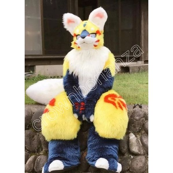 

halloween yellow husky fox mascot costumes cartoon character outfit suit xmas outdoor party outfit size promotional advertising clothings, Red;yellow