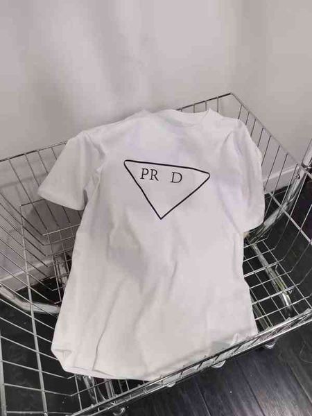 

triangle lettering print early spring 2022 new product simple and versatile loose round neck short sleeve t-shirt blouses women womens shirt, White