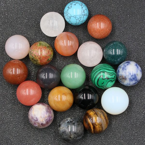 

20mm reiki healing chakra natural crystal stone ball bead palm craft quartz mineral crystals tumbled gemstones hand piece home decoration or, Black