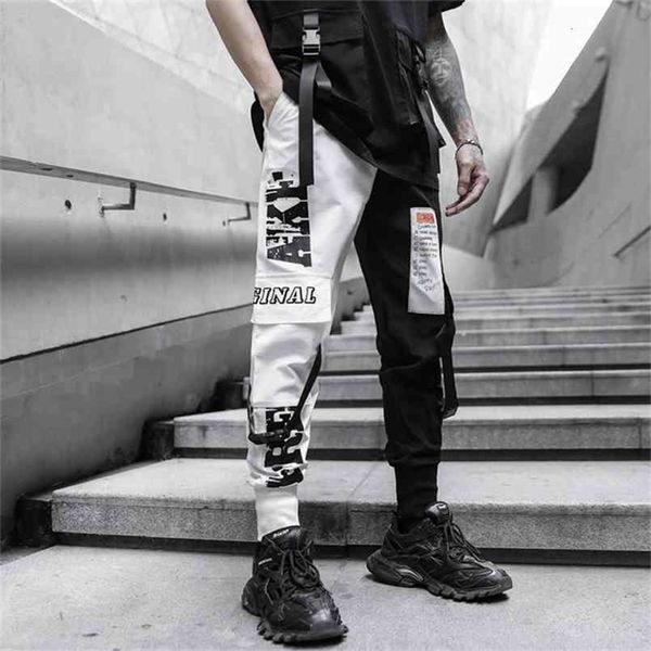 

hybskr autumn men's cargo pants casual woman harem pencil korean loose ankle-length oversize fashion male trousers 210810, Black