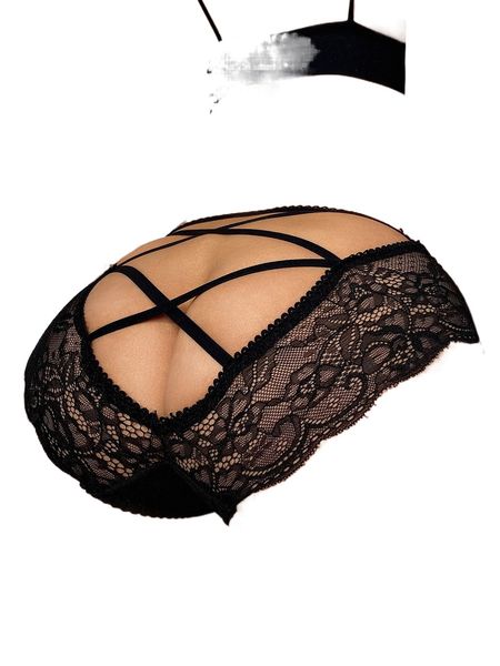 

contrast lace panty d8op#, Black;red