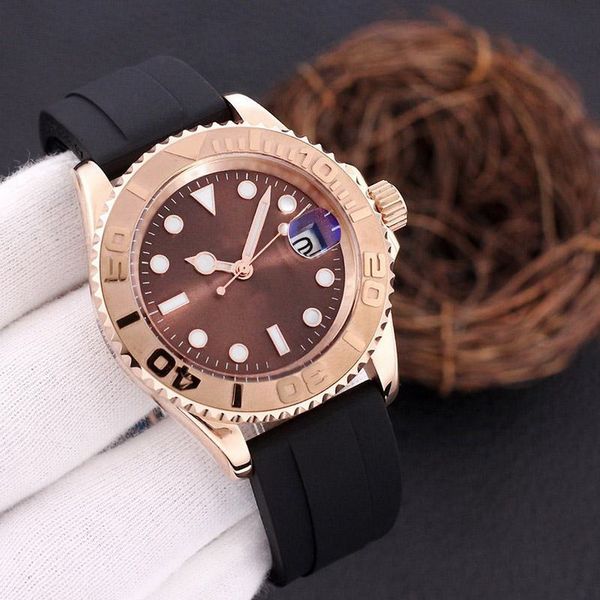 

mens rise gold watch 41mm datejust waterproof 904l stainless steel movement day date mechanical luminous designer luxurious watches, Slivery;brown