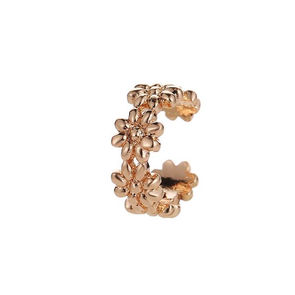 

splicing daisy flower shape clip on earrings back women metal u-shaped no hole earring cuff europe female flowers plant arc ear clips cuffs, Silver