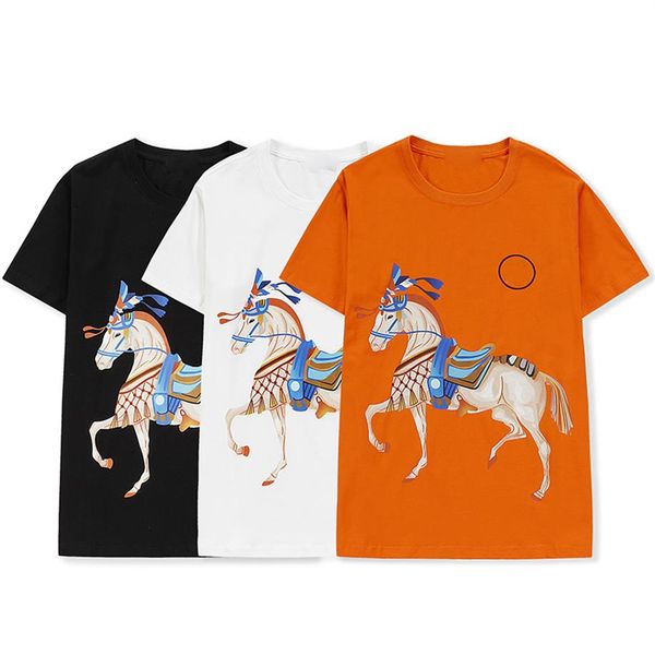 

2021 couple casual print shirt breathable 100% cotton comfortable womens mens t shirts whole horse size s-xxl2727, White;black