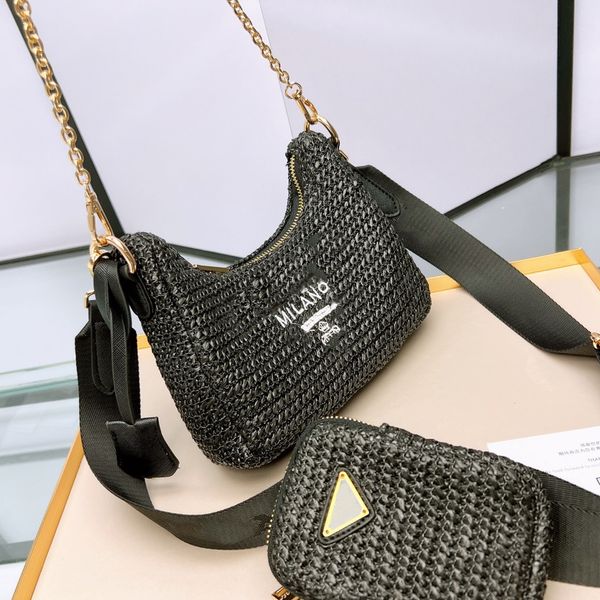 

new designer bags women tote bag big shopping handbags hobo purses lady handbag crossbody shoulder channel woven canvas crochet black