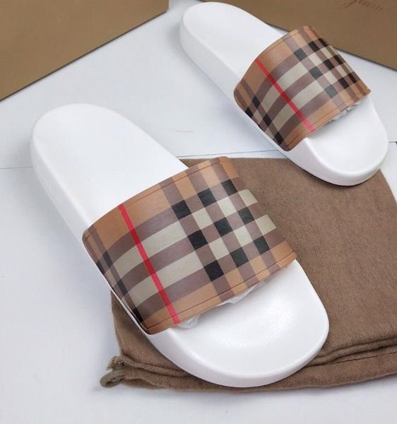 

mens womens slides designer slipper plaid soft massage sandals shoes slide summer beach outdoor cool slippers fashion wide flat flip flops, Black
