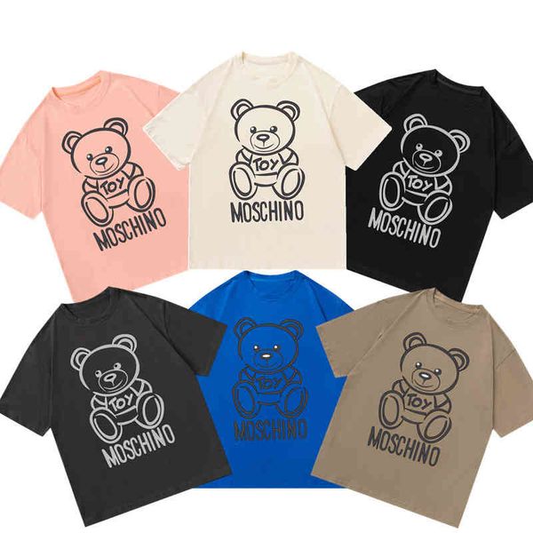 

men's t-shirts summer 2022 alphabet fashion brand loose classic bear print men's and women's short sleeve t-shirt 3ghu, White;black