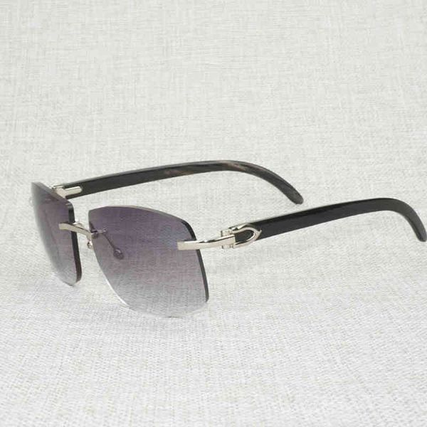 

vintage natural buffalo horn oversize sunglasses men wood shades rimless eyewear for driving outdoor oculos gafas accessories, White;black