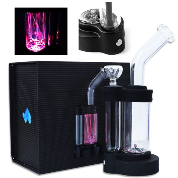 Cool LED PLASMA Hookahs 12 polegadas de vidro Bongs 14mm tubulações de água articulares 5mm de espessura Óleo de Óleo Dab equipamentos com caixa de varejo de tigela