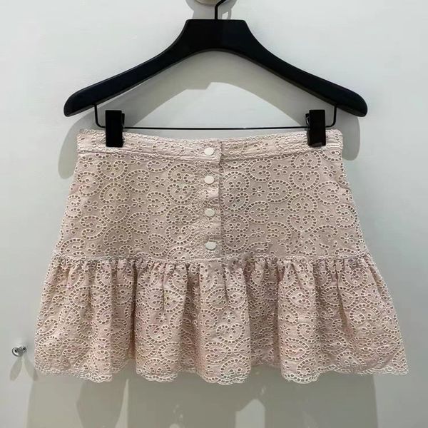 

skirts fadan s's spring and summer sweet style hollow out hook flower lotus leaf edge high waist a-shaped skirt for women, Black