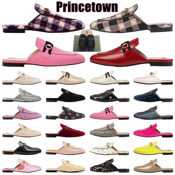 Lady Mules Designer Selppers Mocas de Princetown Sandals de couro genuíno Cazeiro macio Mulheres preguiçosas Sapatos casuais