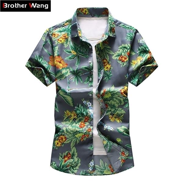 16 farbe männer Hawaiian Kurzarm Shirt Sommer Neue Casual Druck Blume Hemd Männlich Marke Kleidung Plus Größe 5XL 6XL 7XL