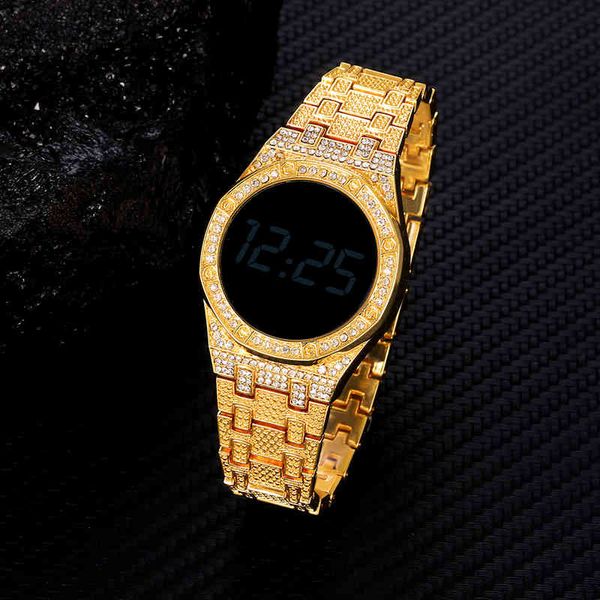 

hip hop iced out luxury date quartz wrist with micropave cz for male men jewelry watch giftr3er, Slivery;brown