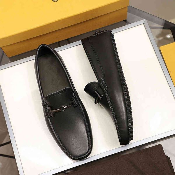 

slippers men's shoes doudou metal buckle casual leather driving 9k70, Black