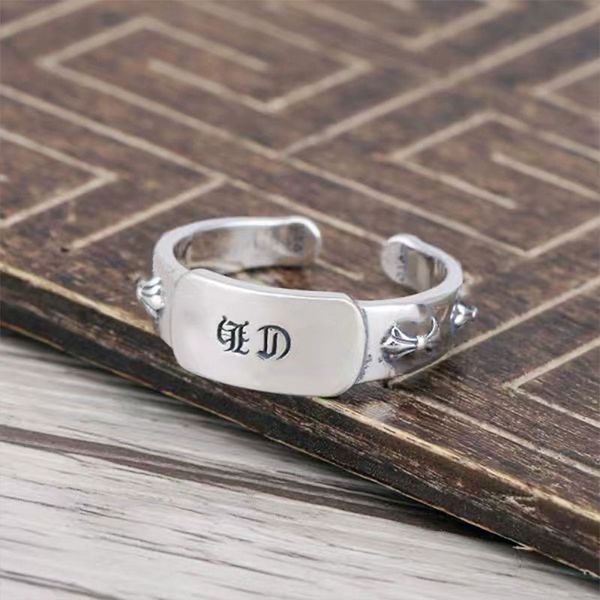2022 Luxus-Designer-Ring, hochwertige Vintage-Ringe für Männer, für immer, 925er Silber, Kreuz, Blume, ewiger Paarring, Punk, trendiges Geschenk, verstellbar, gut