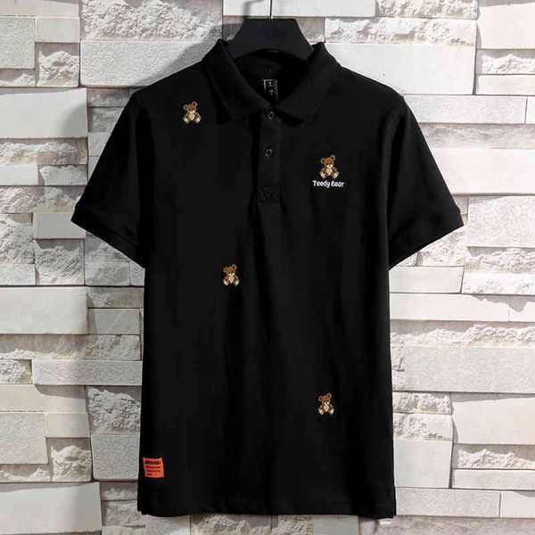 

men's t-shirts chao brand embroidered bear lapel short sleeve elastic t-shirt men's large polo clothes 27 9yvt, White;black