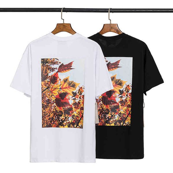 

men's t-shirts chao brand fog essentials double line flower sunset maple leaf loose casual men's and women's t-shirt gxay, White;black