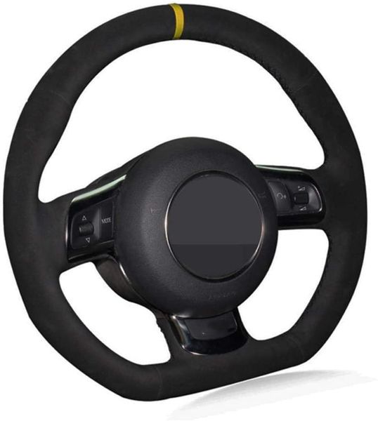 

car steering wheel cover diy hand-stitched black suede for audi tt tts 2006-2014 a3 s3 sportback 2008-2012 r8 car accessories