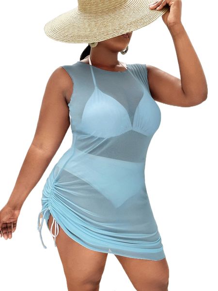 

plus drawstring side cover up m2zo#, Black