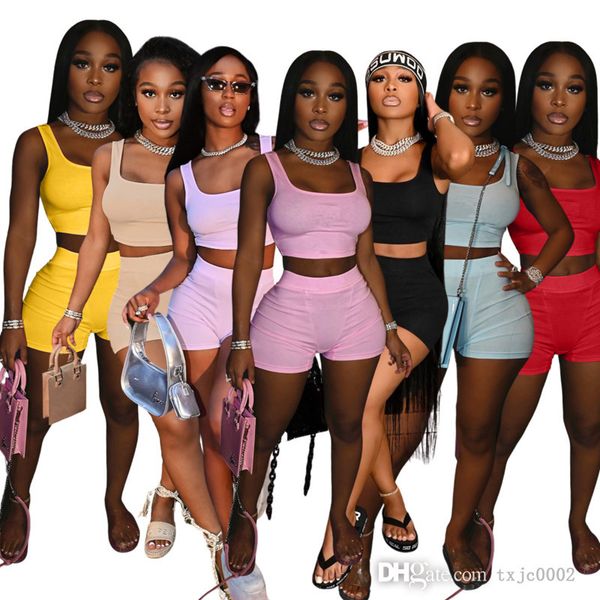 

2022 summer tracksuits for womens designer two pieces set slim outfits sleeeveless vest shorts suit ladies sportwear, Gray