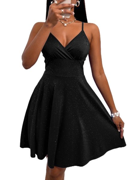 

criss cross back cami dress 07uf#, Black;gray