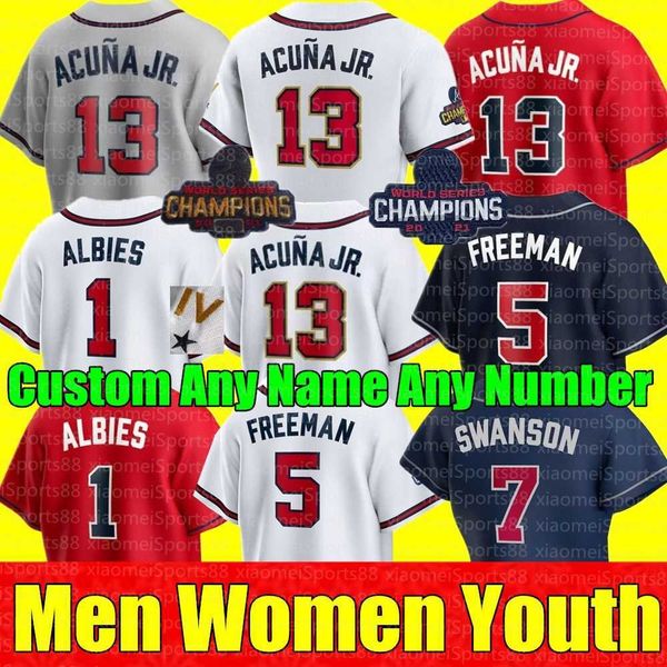 

New Men Women Youth Baseball Jerseys 7 Dansby Swanson 13 Ronald Acuna Jr. Atlanta Ozzie Albies 8 Eddie Rosario 5 Freddie Freeman 27 Austin