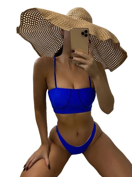 

contrast binding bikini swimsuit d6km#, White;black