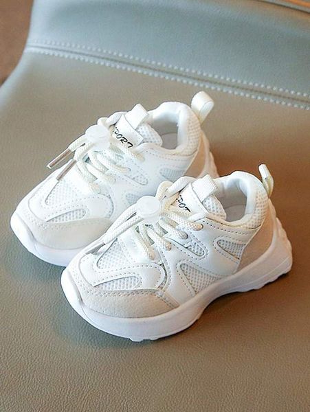 

boys letter graphic mesh panel drawstring design running shoes she, Black