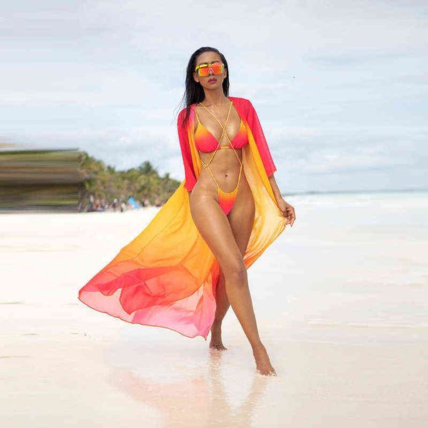 

split rope swimsuit colorful three-point bikini women's bikini, White;black