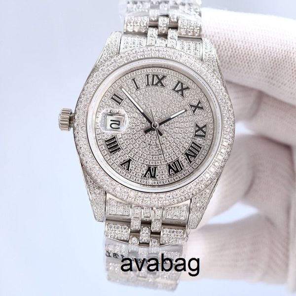 

other watches full diamonds mens watches 41mm automatic mechanical wristwatch diamond bezel waterproof wristwatches montre de luxe watches m, Slivery;black