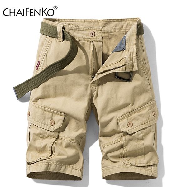 

mens summer cotton army tactical cargo shorts fashion khaki multi pocket casual short pants loose military men 220715, White;black