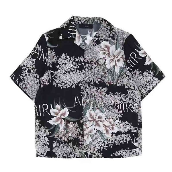 

designer t shirts oversized original amirss hibiscus black and white silk flower printed hawaiian short sleeve shirt