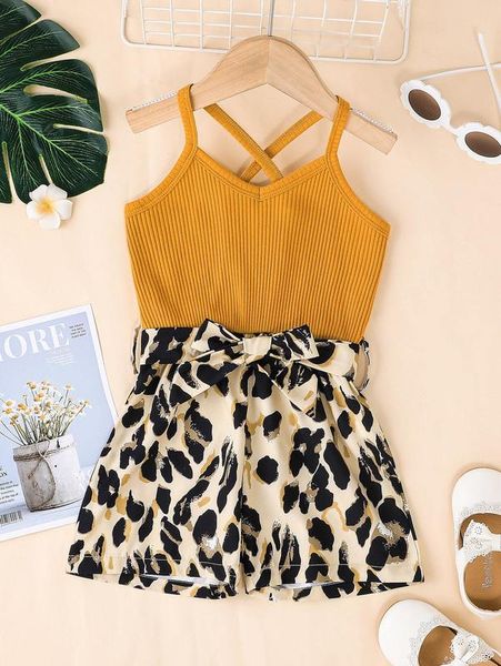 

toddler girls leopard print belted cami romper she, Blue