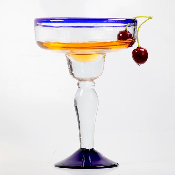 

blue rim grande margarita glass cocktail drinking cup for restaurant l table wedding