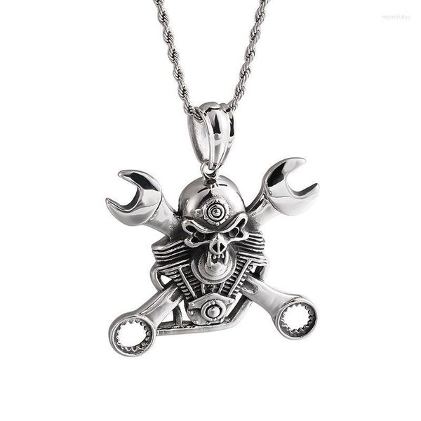 Hemiston Titanium Steel Wrench Pendant Men's Personality Punk Skull Collana Catene Morr22