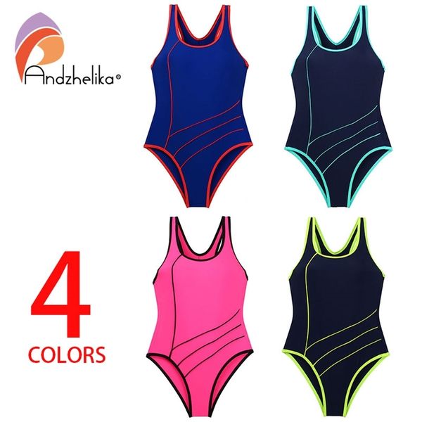 

andzhelika solid sport swimsuit children's swimwear summer girls beach kid bathing suit swimming monokini 220426, Black