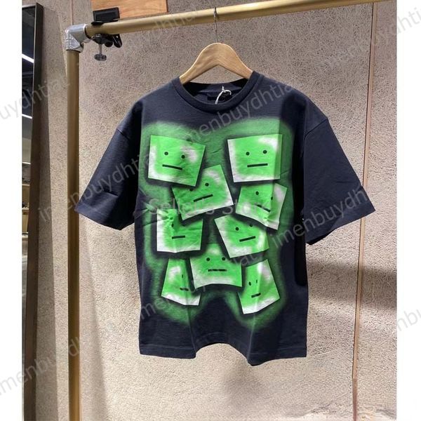 

2022 nordic luxury brand ac studios summer short sleeve t shirt spring and smiling face round neck female couple bottomed, White