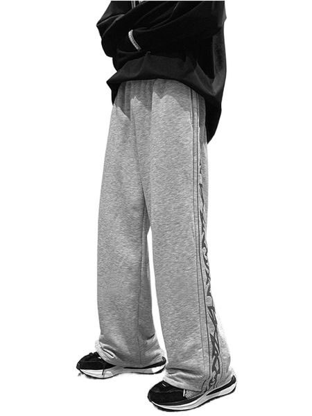 

men graphic print slant pockets sweatpants j0w6#, Black
