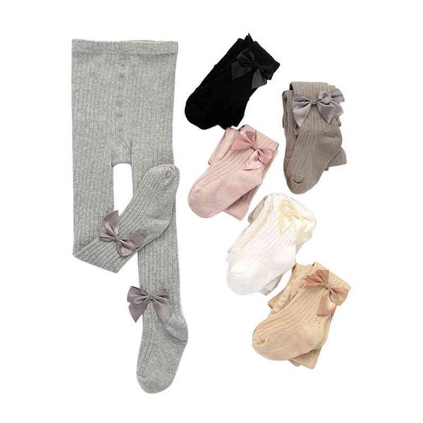 

cotton winter warm kids girls cute bowknot pantyhose toddler baby fashion knitted non-slip tights for party daily wear l220716, Pink;yellow