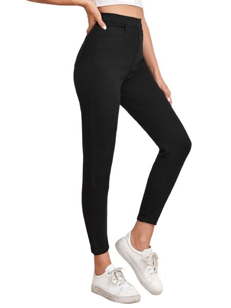

high waist skinny crop jeans n60n#, Blue