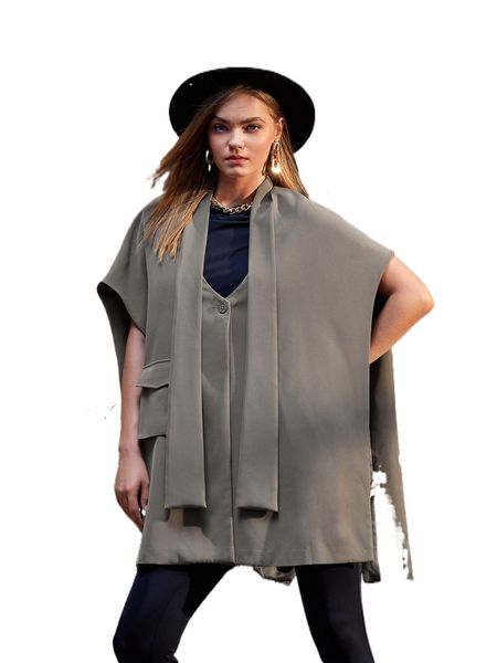 

x arkatha flap pocket single button cape coat p4bp#, Black